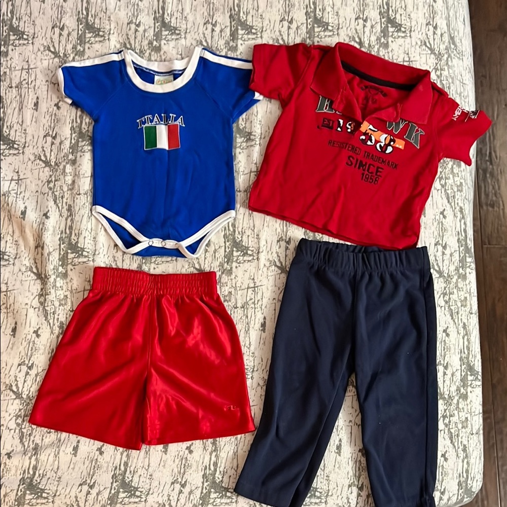 Italy Baby Outfit Set - Blue, Red, Navy